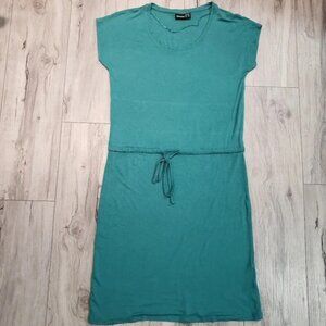 Janina Womans Green Short Sleeved Draw string Midi Dress EUR-38